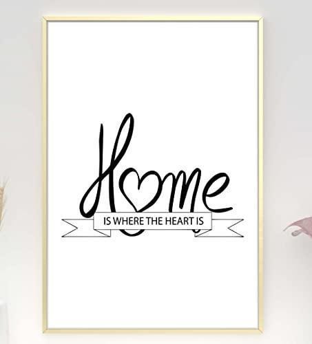 Home Is Where Heart Is Inspirational Positive Thought Quote Art Poster Print