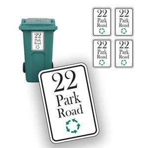 Personalised Dustbin Sticker With Name Number Road Street Wheelie Bin Waterproof Vinyl Stickers.