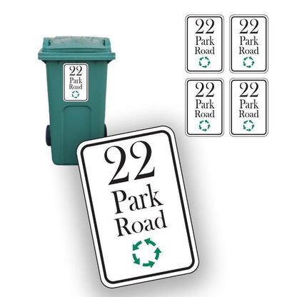 Personalised Dustbin Sticker With Name Number Road Street Wheelie Bin Waterproof Vinyl Stickers.
