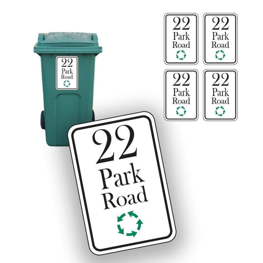 Personalised Dustbin Sticker With Name Number Road Street Wheelie Bin Waterproof Vinyl Stickers.