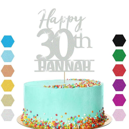 Personalised Name 30th Birthday Glitter Cake Topper Party Cake Decorations Gift