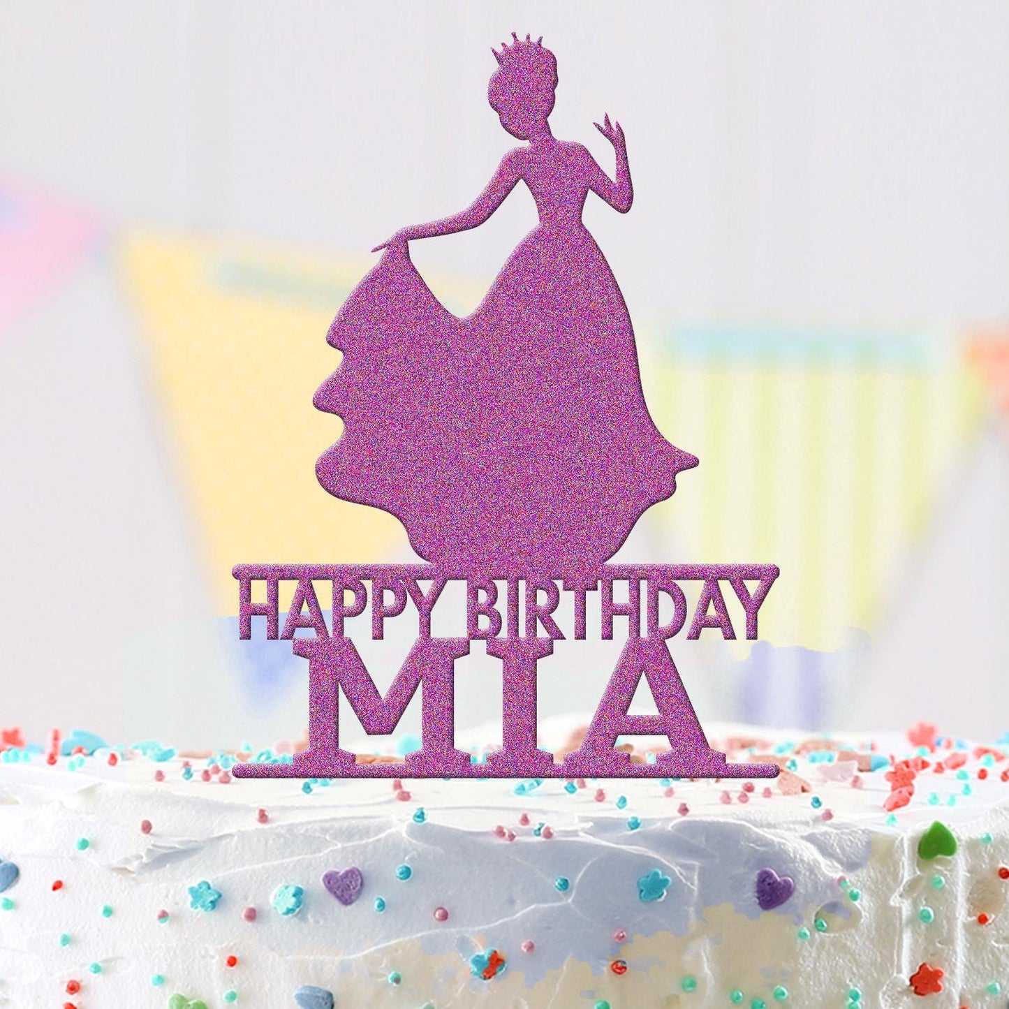 Personalised Acrylic Girl Dress Birthday Cake Topper Party Decoration Gift