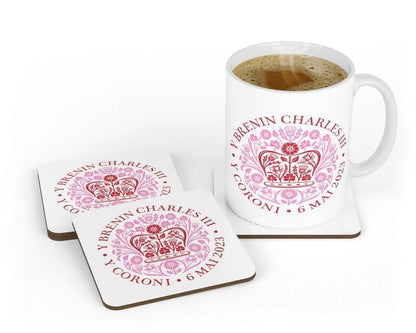 King Charles III Welsh Coronation Mug Coaster Set Royal Emblem Commemorative Mug