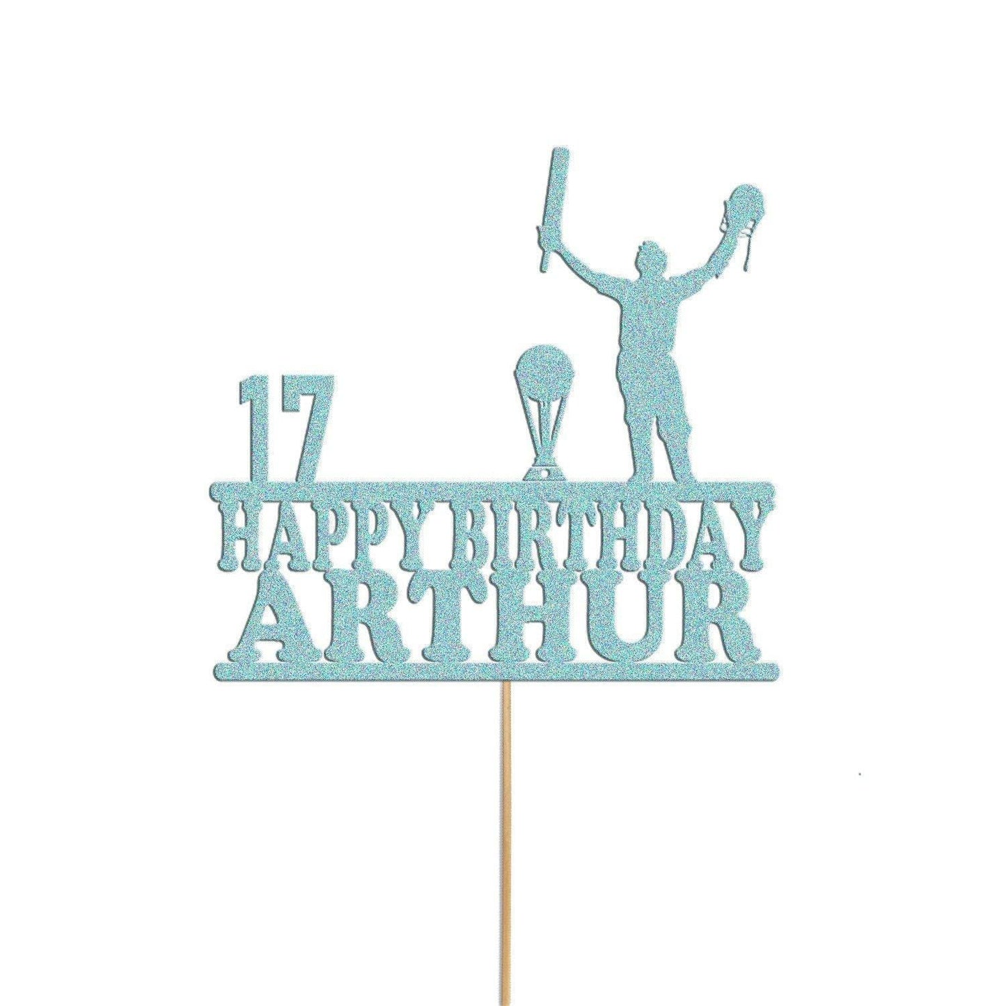 Personalised Cricket Birthday Cake Topper: Glitter Celebration Decor