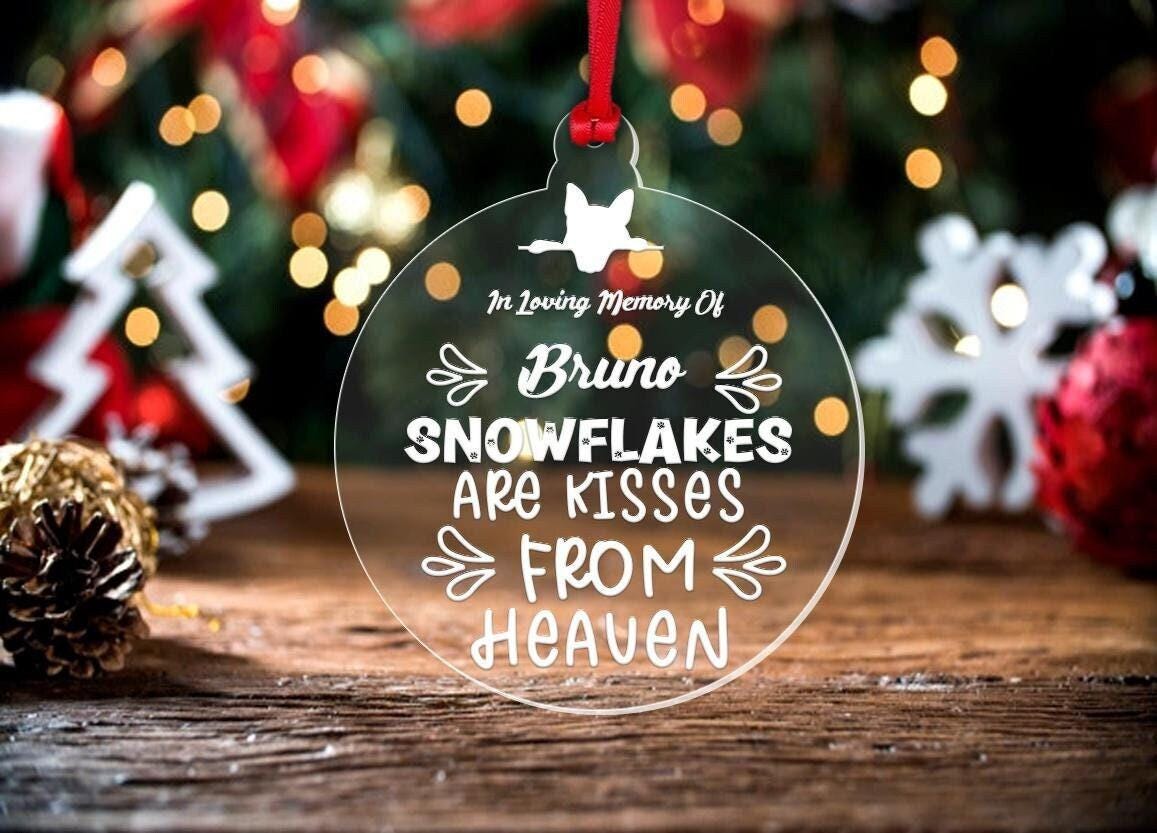 Personalised Dog Memorial Christmas Bauble: Laser Engraved Acrylic Tree Decor