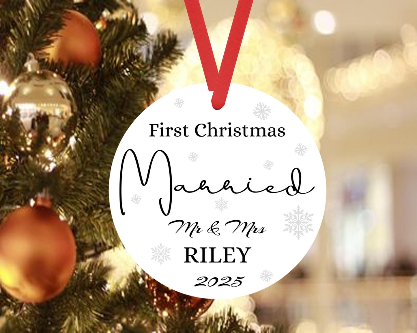 Personalised First Christmas Married Bauble Xmas Hanging Ceramic Ornament Gift