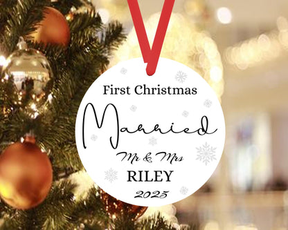Personalised First Christmas Married Bauble Xmas Hanging Ceramic Ornament Gift