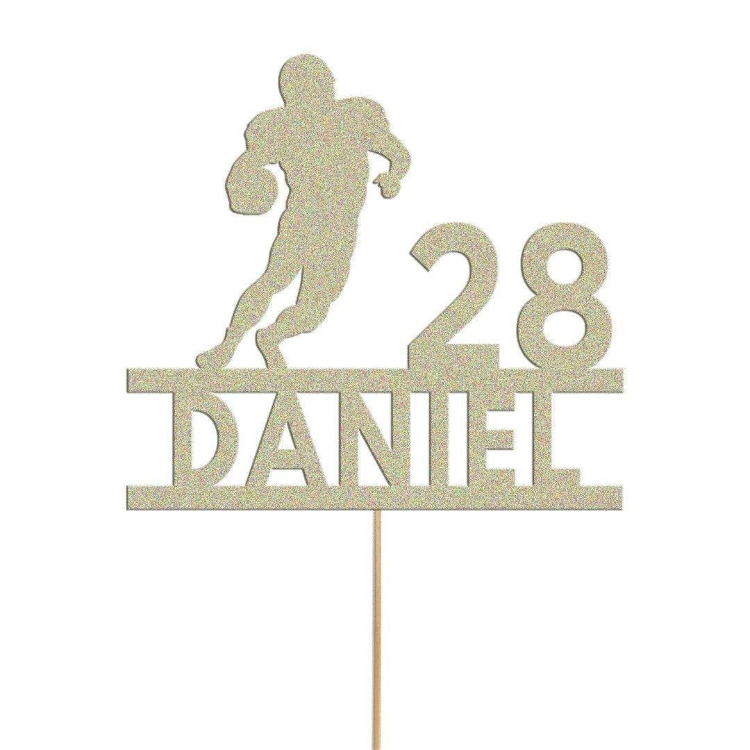Personalised Rugby Cake Topper: Glitter Sports Fan Decoration
