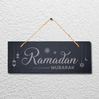 Ramadan Mubarak Laser Engraved Islamic Arabic Wall Hanging Slate Plaque Sign