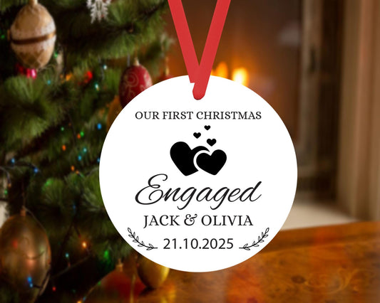 Personalised First Christmas Bauble Engagement Announcement Xmas Ceramic Keepsake Gift