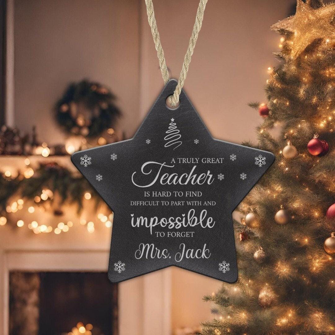 Personalised Christmas Bauble Custom Teacher Thankyou Ornament Xmas Star Tree Hanging Decor Gift