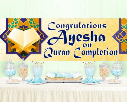 Personalised Quran Completion Banner: Set of 2, Celebration Decor