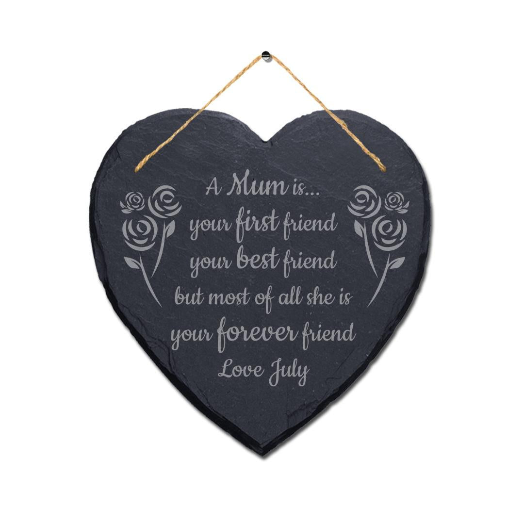 Personalised Mum Mom Mam Heart Slate Plaque Birthday Christmas Mothers Day Gifts