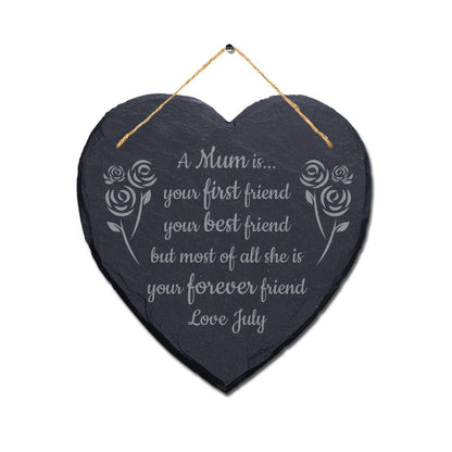 Personalised Mum Mom Mam Heart Slate Plaque Birthday Christmas Mothers Day Gifts