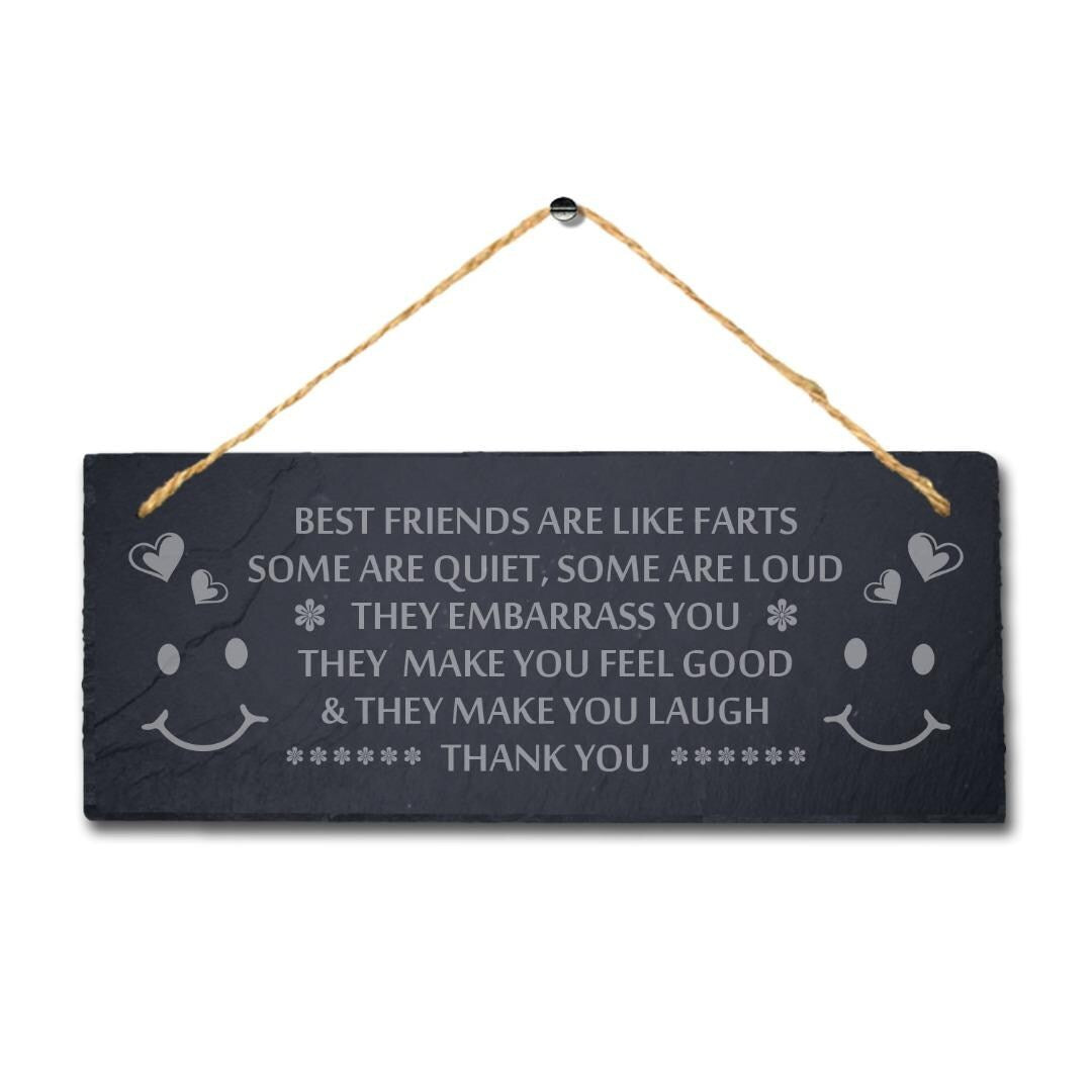 Best Friends Laser Engraved Hanging Slate Friendship Rude Funny Gift Plaque Sign