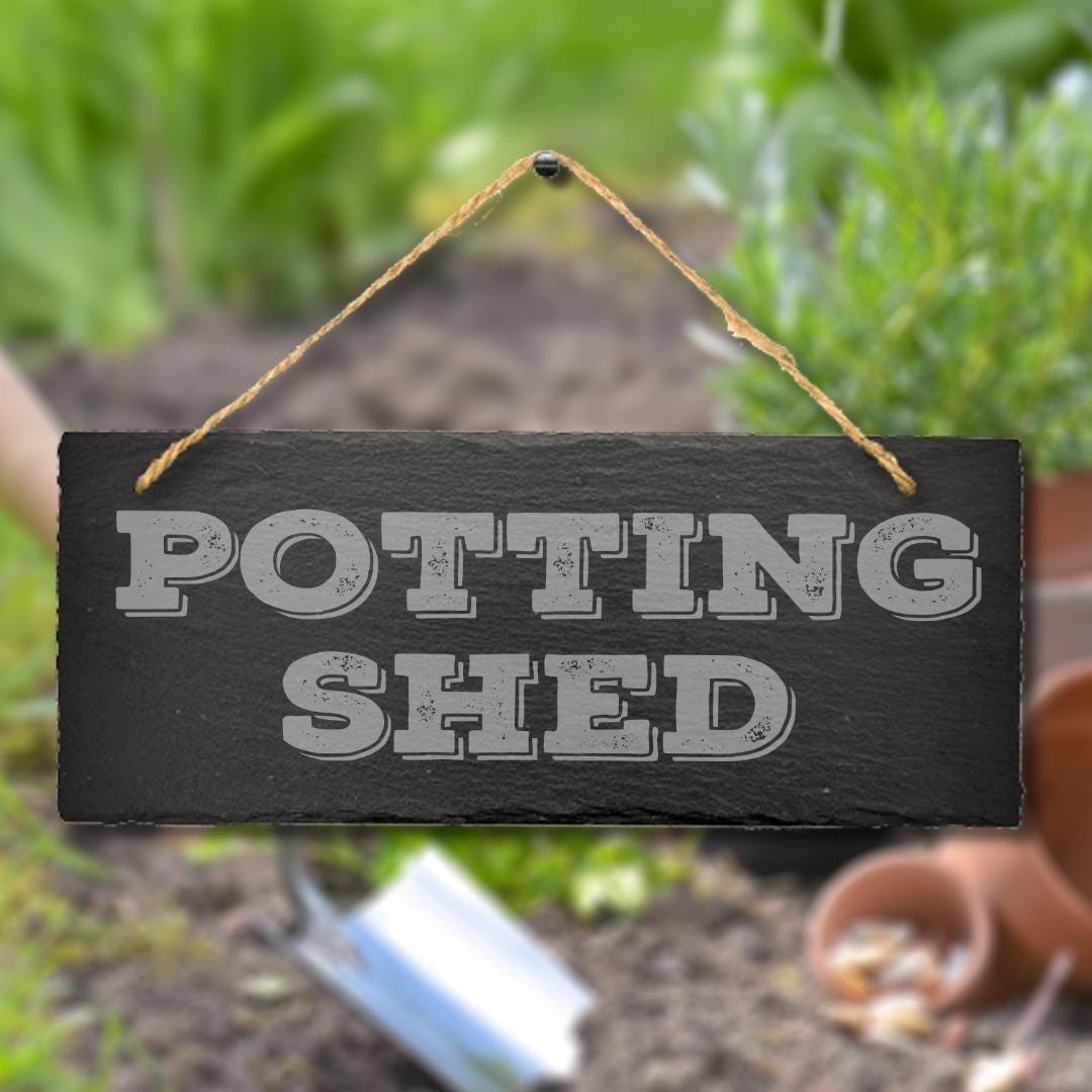 Potting Shed Engraved Hanging Slate Sign Outdoor Plaque Porch Home Garden Gift