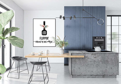 Flippin Awesome Kitchen Minimalist Portrait Wall Home Dining Decor Print Poster