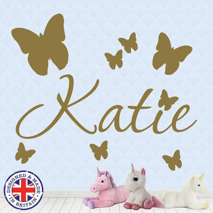 Personalised Name Butterfly Wall Art Custom Girls Bedroom Vinyl Kids Sticker