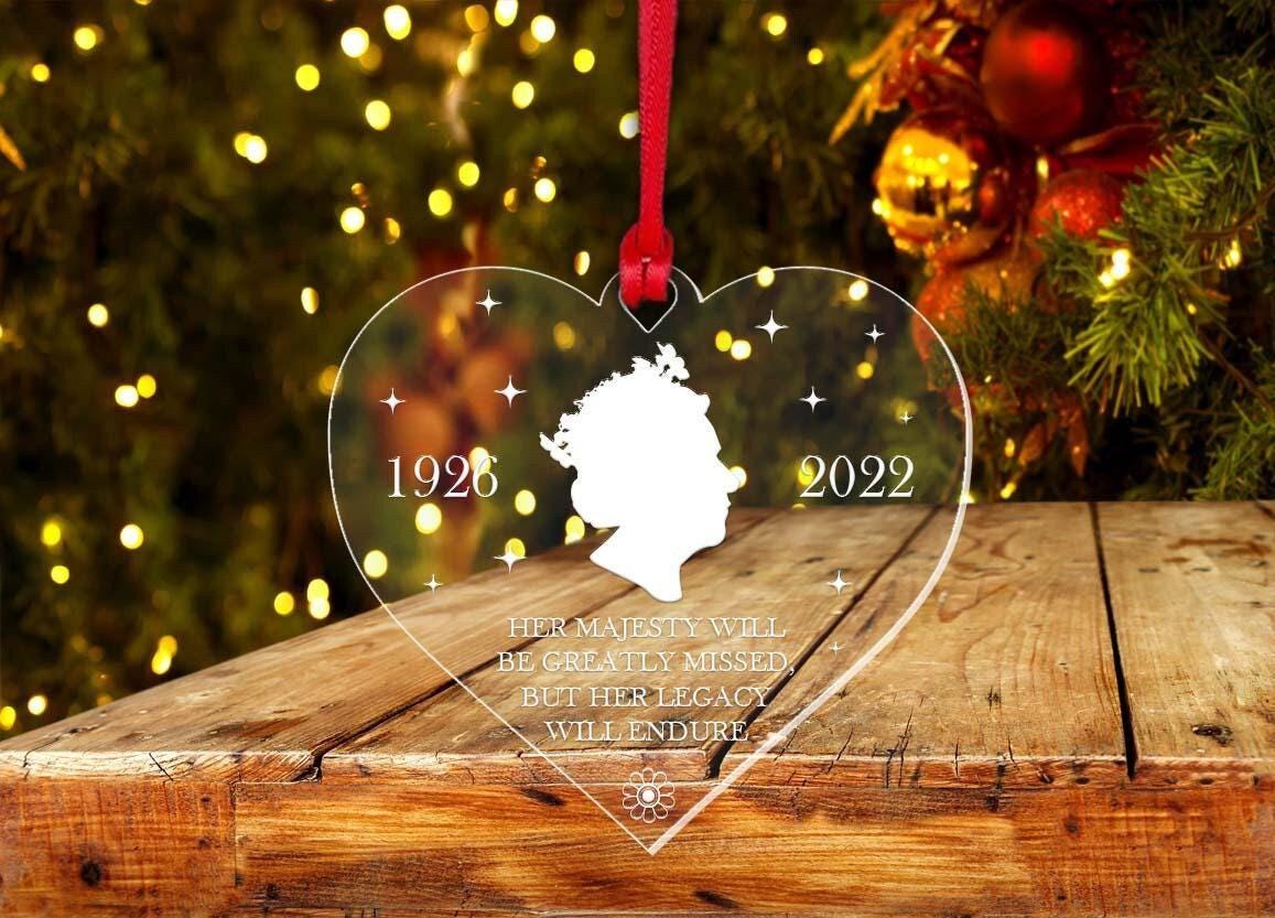 Hrh Queen Elizabeth Acrylic Memory Bauble Christmas Tree Decoration Keepsake