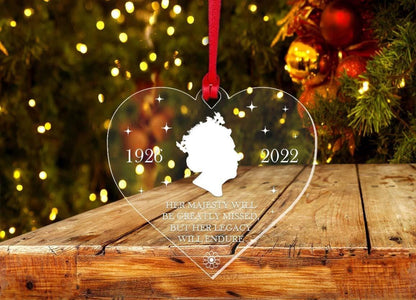 Hrh Queen Elizabeth Acrylic Memory Bauble Christmas Tree Decoration Keepsake