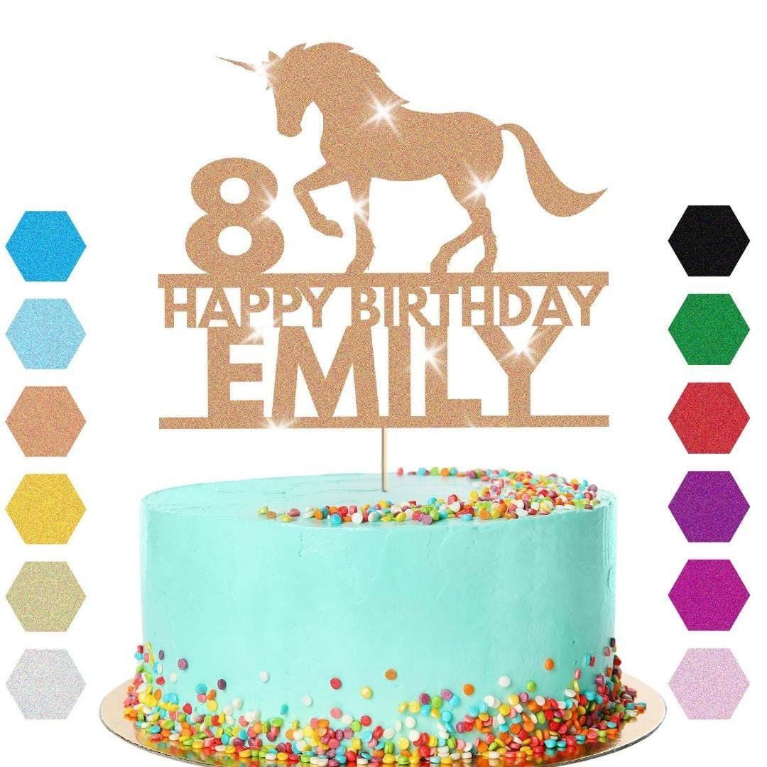 Personalised Unicorn Cake Topper Party Birthday Cake Decoration Any Name & Age