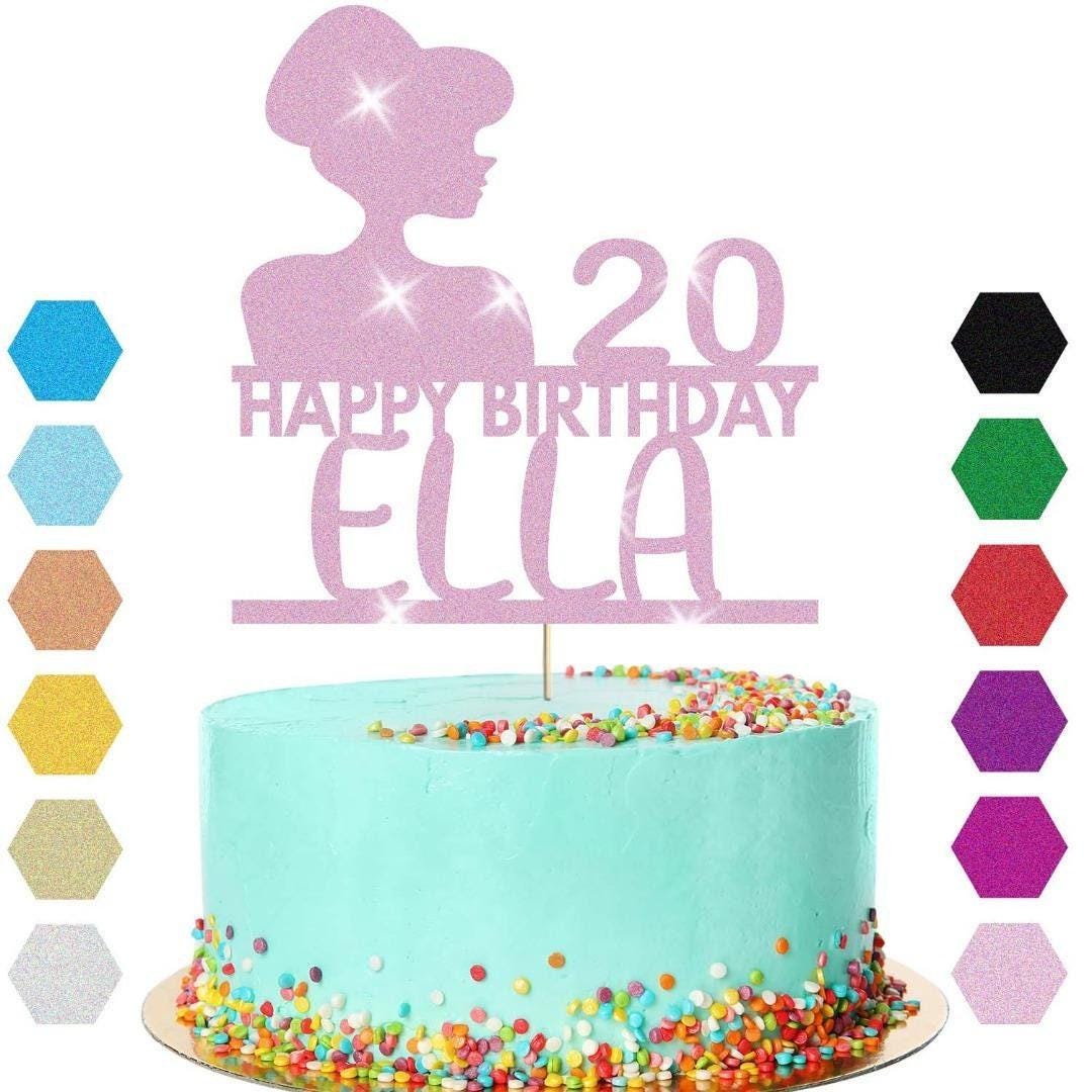 Glamorous Girls Cake Topper Personalised Birthday Decoration Any Name & Age