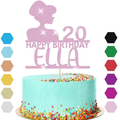 Glamorous Girls Cake Topper Personalised Birthday Decoration Any Name & Age