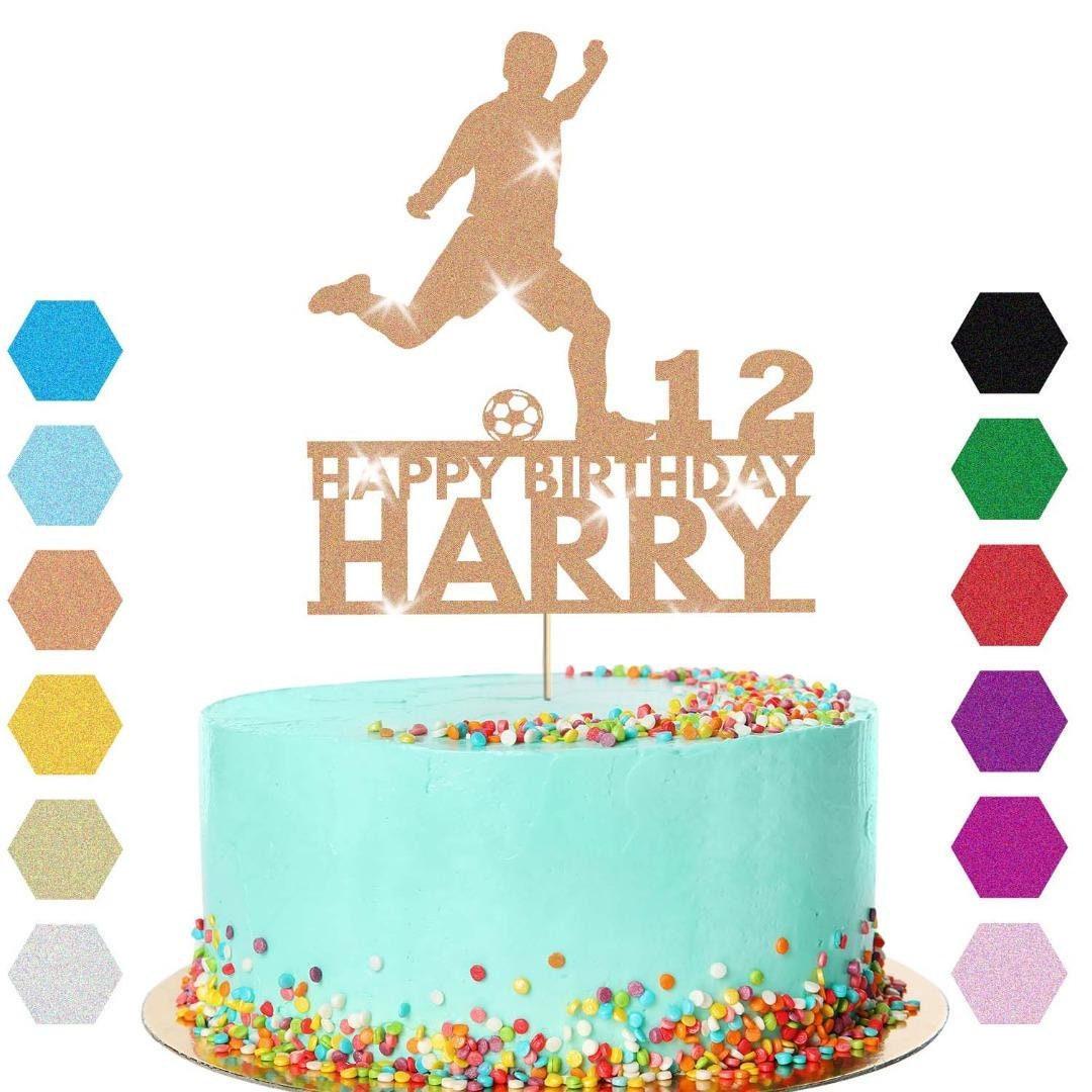 Football Cake Topper Personalised Footballer Birthday Decoration Any Name & Age