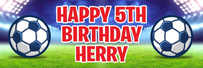 2x Personalised Football Birthday Banner: Custom Name & Age, Party Decoration