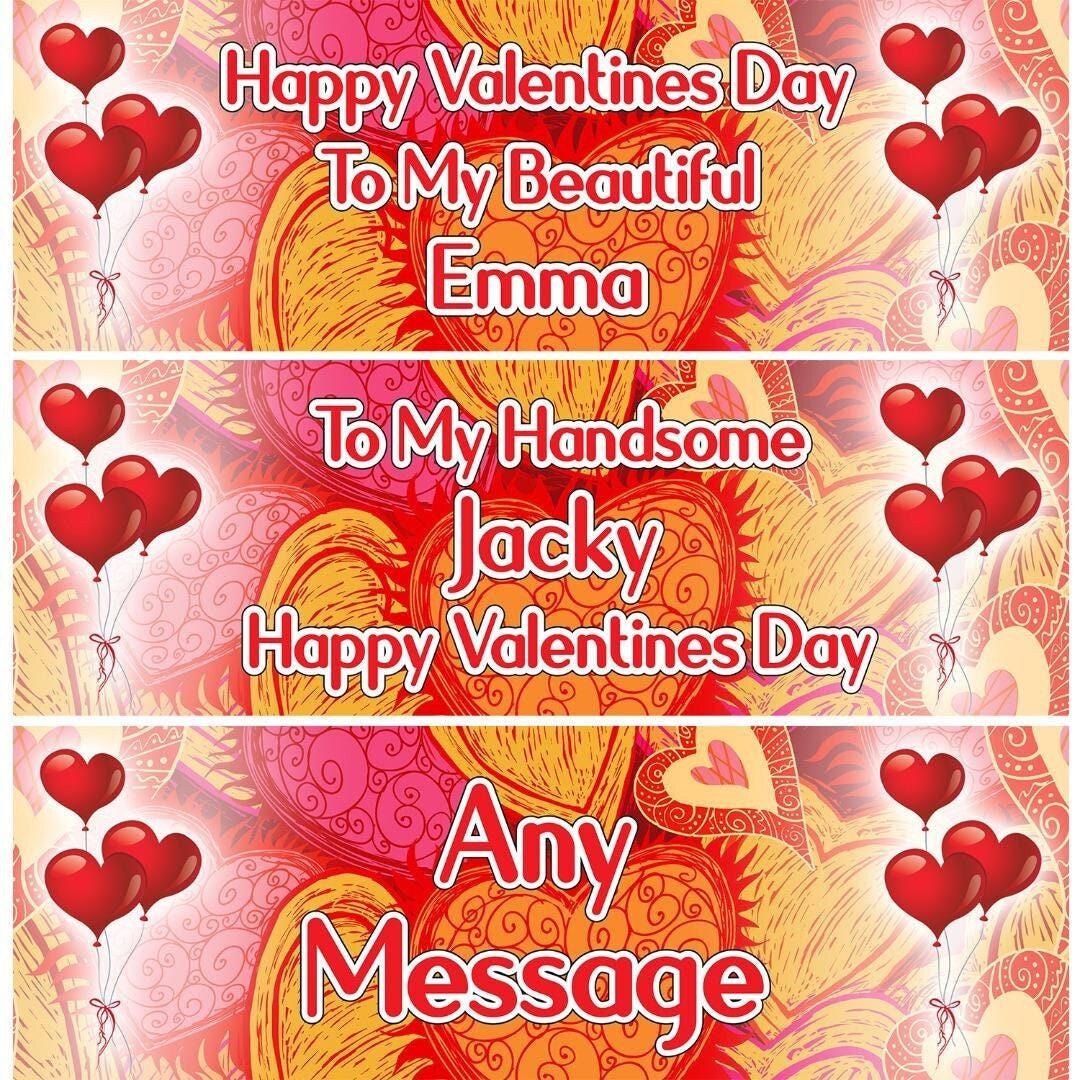 Personalised Valentines Day Banner: Custom Name Party Decor (Set of 2)