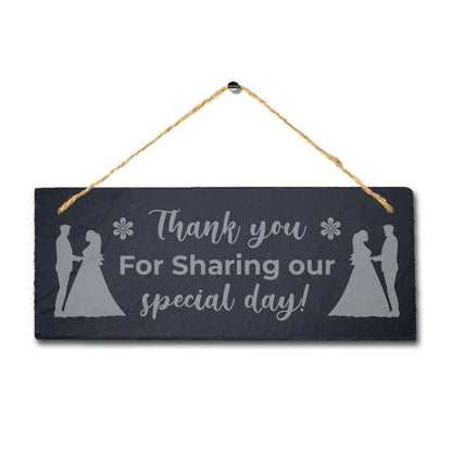 Thank You For Sharing Our Day Laser Engraved Slate Wedding Venue Plaque Sign