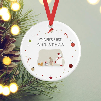 Personalised Babys First Christmas  Ceramic Bauble 1st Xmas Tree Hanging Keepsake Moment Gift