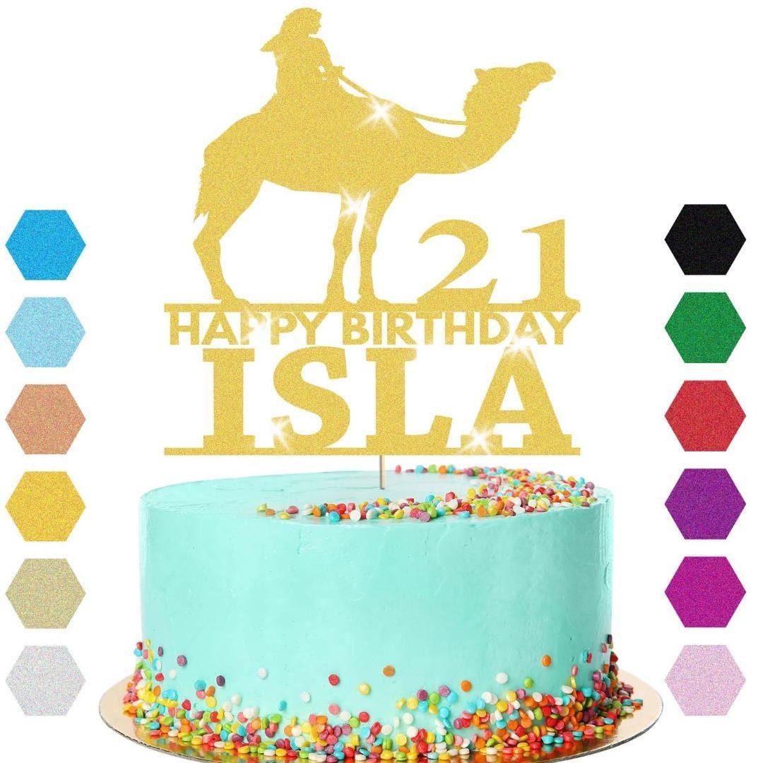 Riding Camel Cake Topper Personalised Girls Birthday Cake Decoration Any Name & Age