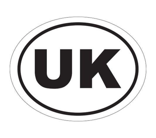 UK Oval Car Sticker: Vinyl Self Adhesive, Road Legal (Set of 2)