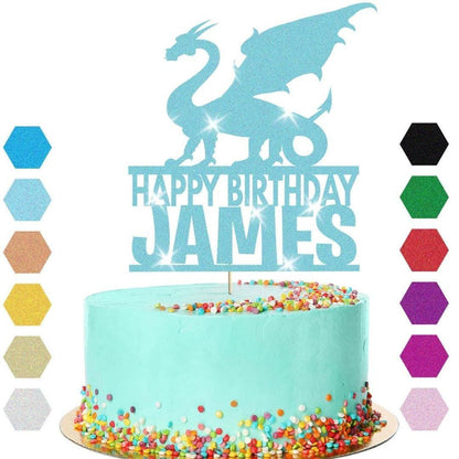 Dragon Fantasy Cake Topper Personalised  Boys Birthday Decoration Any Name