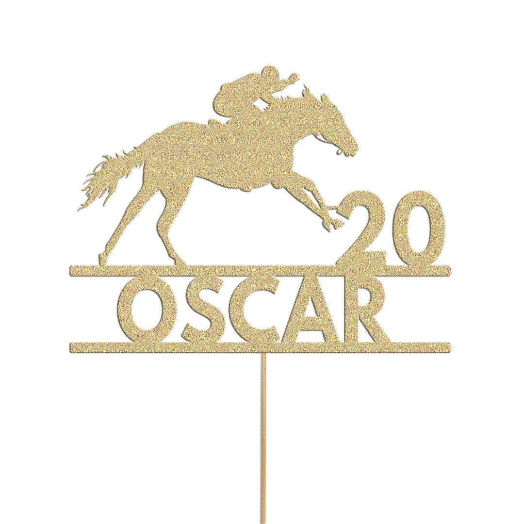 Personalised Horse Racing Jockey Topper Birthday Cake Decoration Any Name & Age