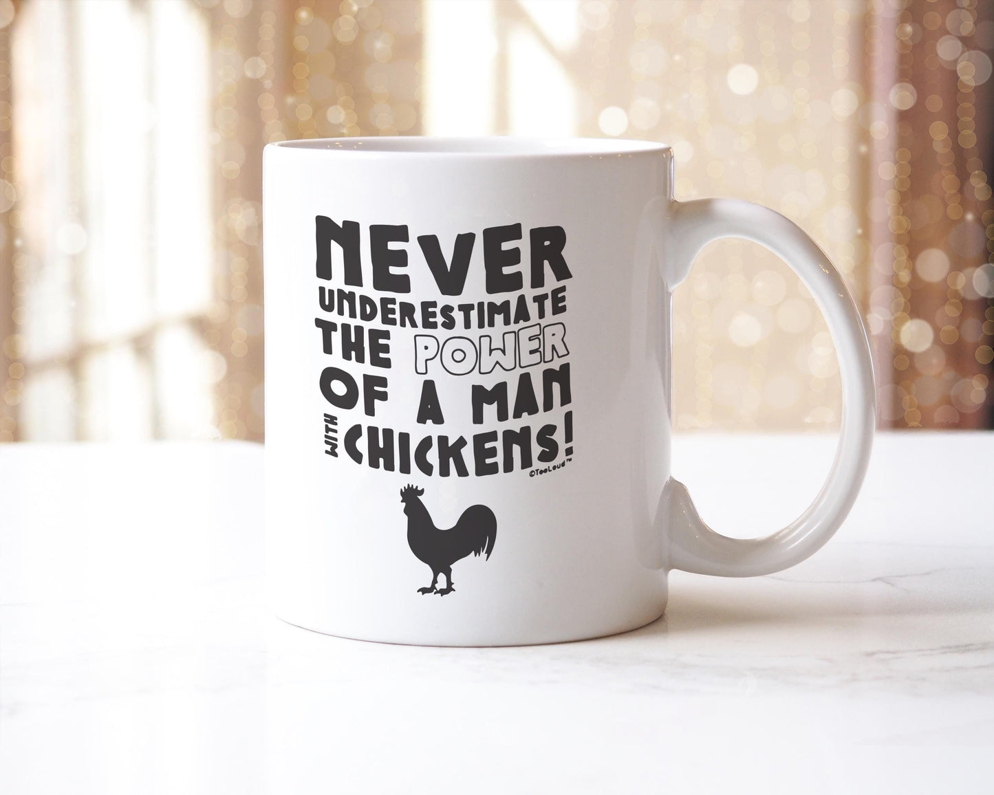 Man With Chickens Mug: Funny Novelty Coffee Tea Cup - UK Made