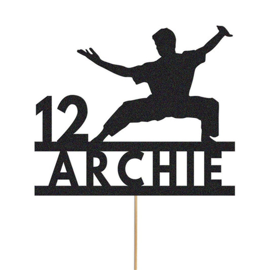 Personalised Glitter Karate Cake Topper: Judo MMA Birthday Decoration