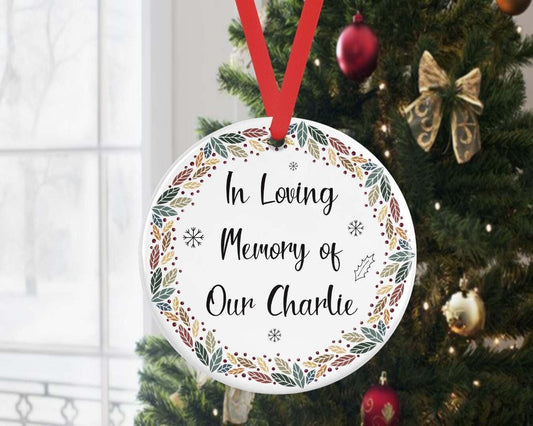 Personalised Memorial Christmas Bauble In Loving Memory Ceramic Hanging Ornament