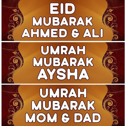 Personalised Umrah Mubarak Banner: Kaba Design, Islamic Celebration (Set of 2)