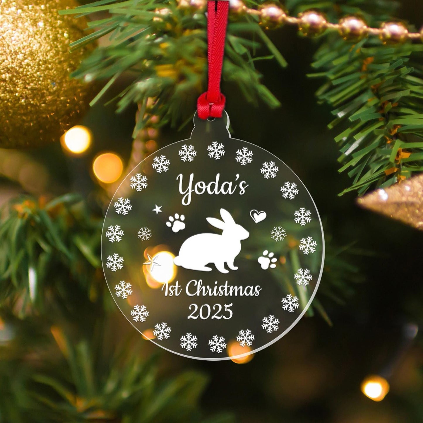 Personalised Rabbits 1st Christmas Bauble Pet First Xmas Tree Decoration Gift