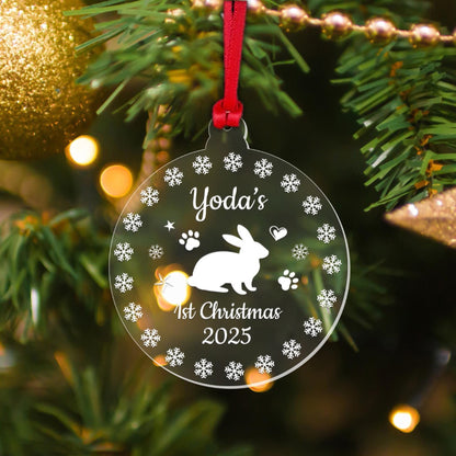 Personalised Rabbits 1st Christmas Bauble Pet First Xmas Tree Decoration Gift