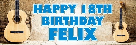 2 Personalised Acoustic Guitar Birthday Celebration Banners Decoration Posters
