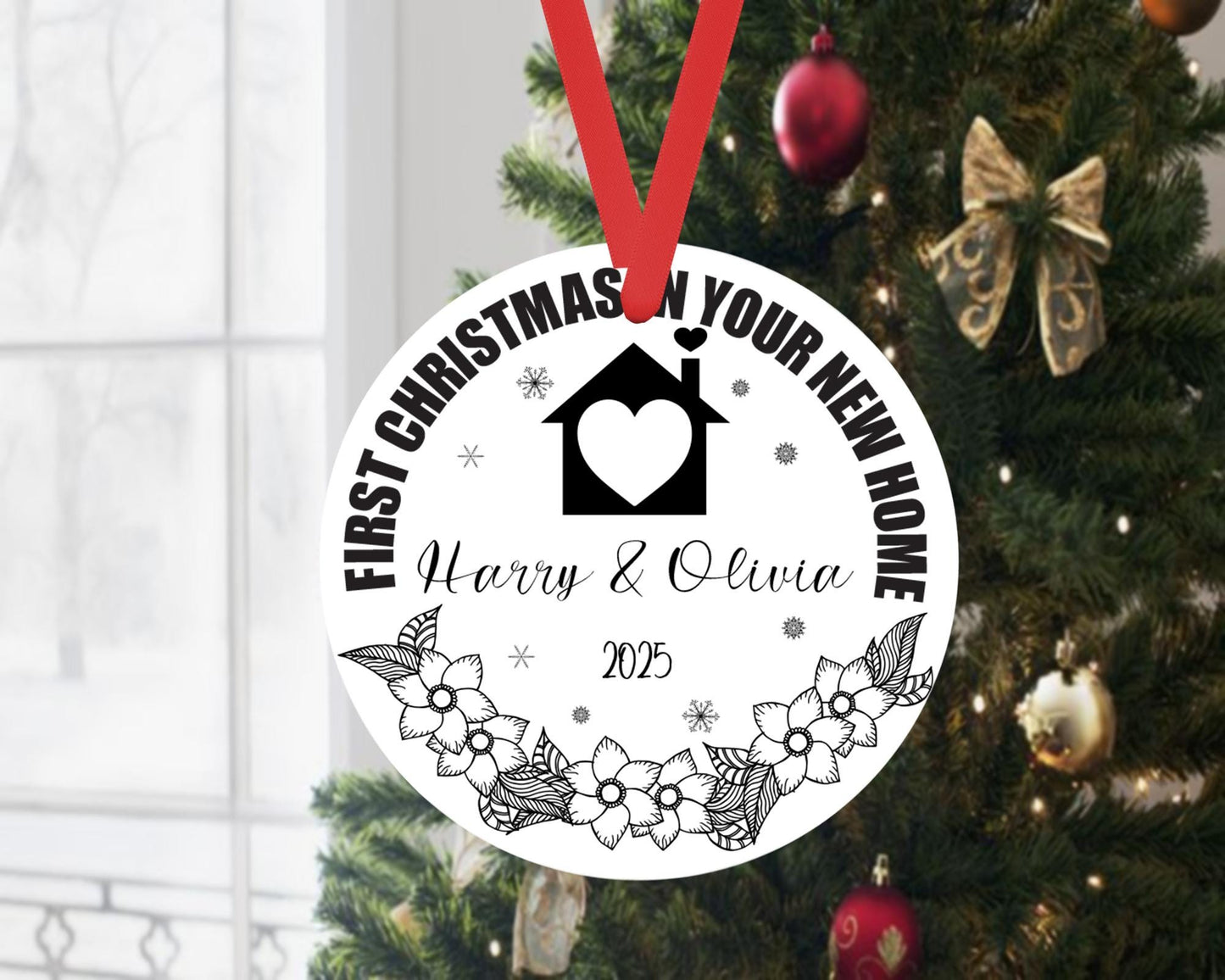 Personalised First Christmas In Your New Home Xmas Ceramic Ornament Hanging Gift