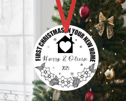 Personalised First Christmas In Your New Home Xmas Ceramic Ornament Hanging Gift