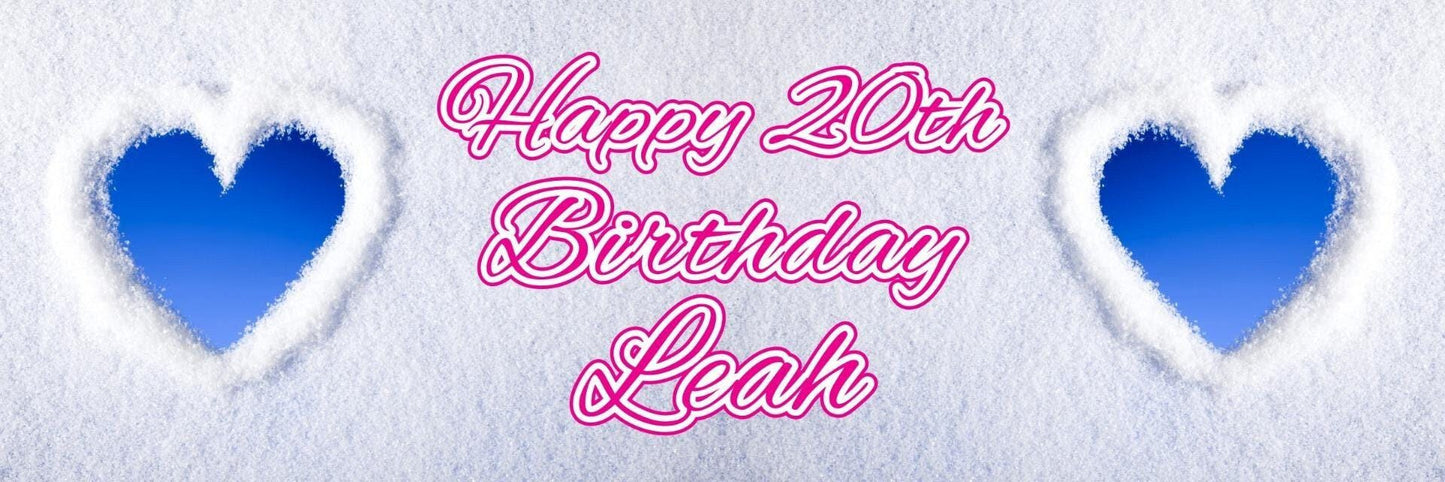 2 Personalised Blue Heart Birthday Party Celebration Banners Decoration Posters