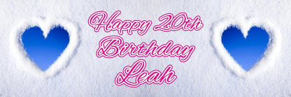 2 Personalised Blue Heart Birthday Party Celebration Banners Decoration Posters