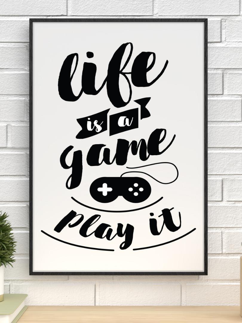Life Is A Game Play It Inspirational Positive Thoughts Quote Poster Print Wall