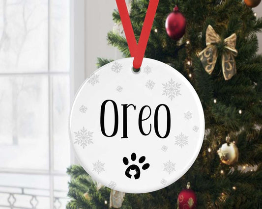 Personalised Cat Kitten Christmas Bauble Pet Xmas Gift Ceramic Ornament Any Name