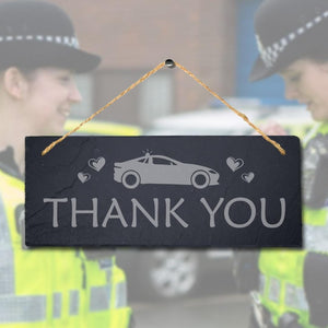 Thank You Engraved Hanging Natural Slate Lockdown Cop Police Guard Plaque Sign